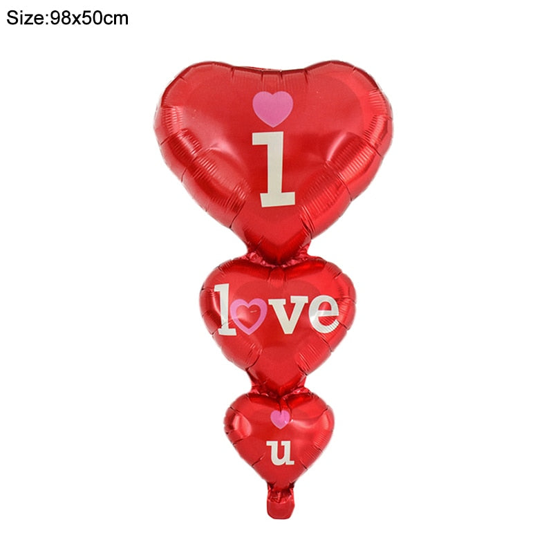 1Set I Love You Hug Bear Balloons Foil Heart Balloon for Wedding Valentine&#39;s Day Party Decoration Baby Shower Birthday Supplies - Executive-Skincare