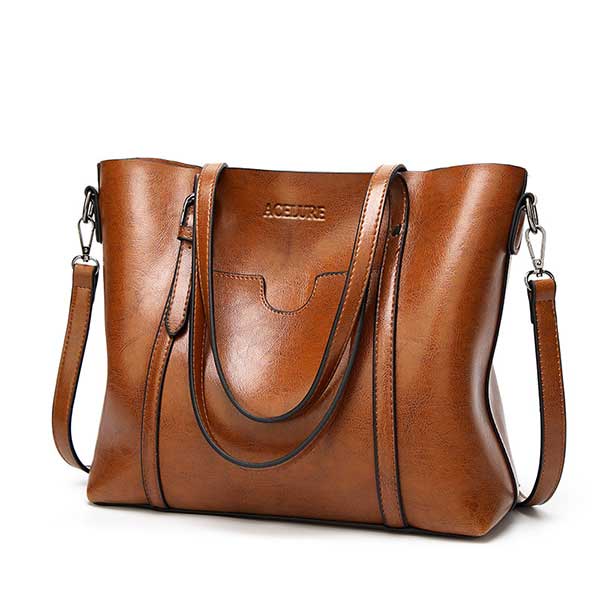 ACELURE Women bag Oil wax Women&#39;s Leather Handbags Luxury Lady Hand Bags With Purse Pocket Women messenger bag Big Tote Sac Bols - Executive-Skincare