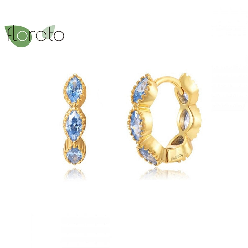 Vibrant Multicolour CZ Crystal Hoop Earrings in 925 Sterling Silver - Luxurious Gift for Her