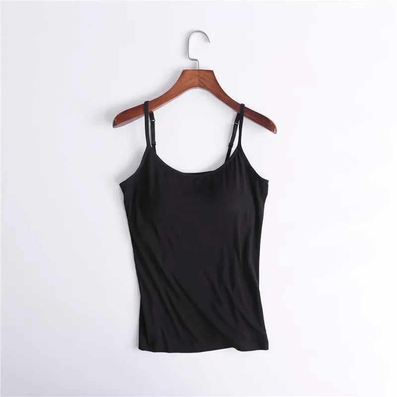 Sexy Tank With built-in bra Stretchy tight underwear no steel ring corset sling Sleeveless yoga sports casual T-shirt - Executive Quality Store