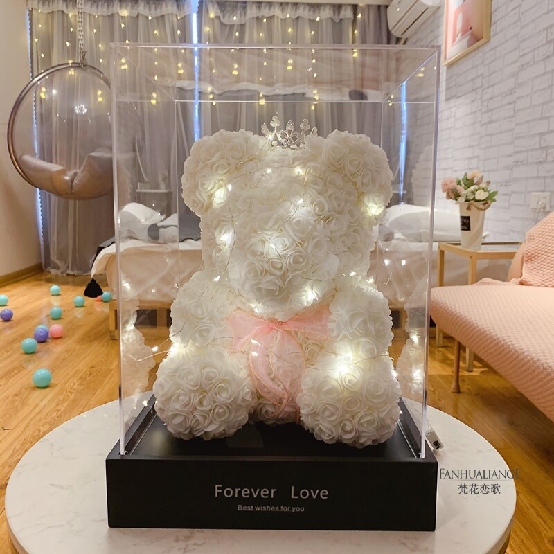 40cm Teddy Rose Bear Rose Bouquet Gift Box Proposal Lights 520 Valentine&#39;s Day Birthday Gifts for Best Friends and Girlfriends - Executive-Skincare