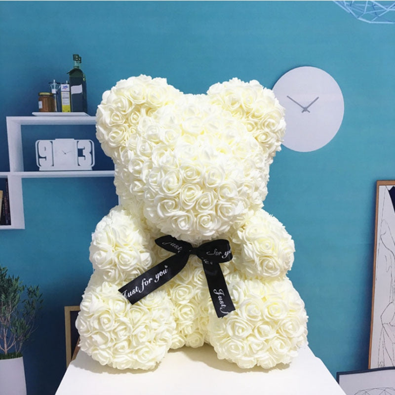 25cm Teddy Rose Bear Artificial Rose Flowers For Girlfriend Valentine&#39;S Day Christmas Gift Rose Of Bear Birthday Wedding Present - Executive-Skincare