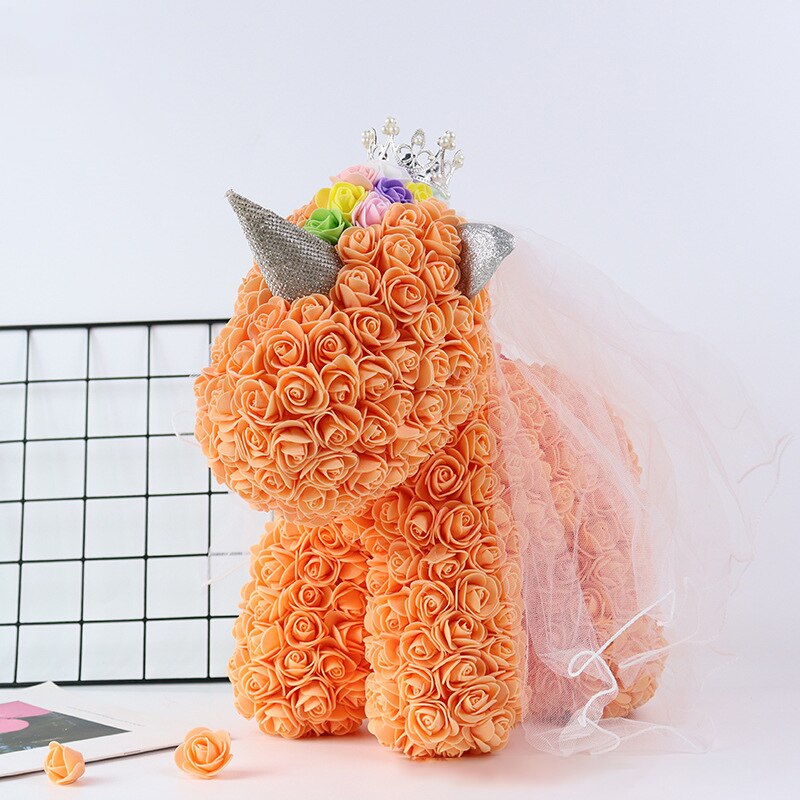 Artificial Flowers 40cm Rose Bear Girlfriend Anniversary Christmas Valentine&#39;s Day Birthday Present For Wedding Party Gift - Executive-Skincare