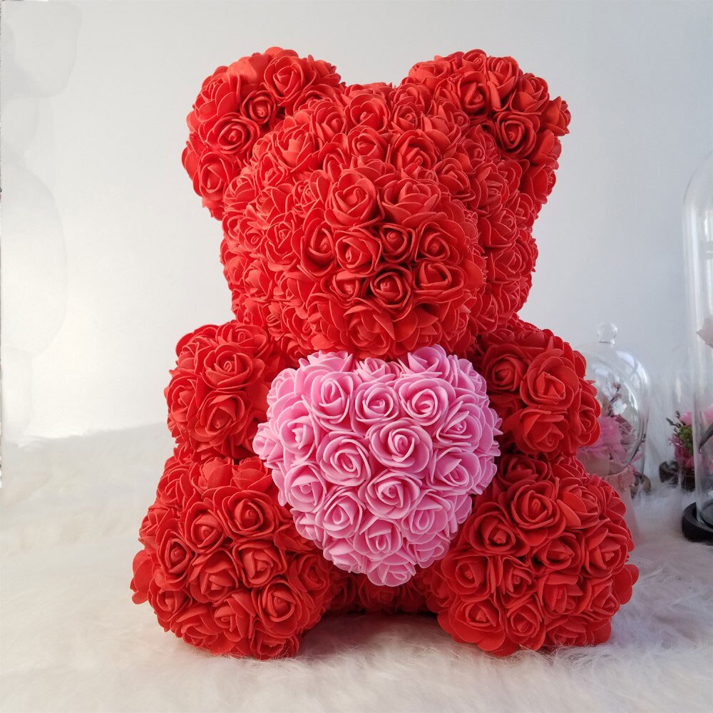 25cm Teddy Rose Bear Artificial Rose Flowers For Girlfriend Valentine&#39;S Day Christmas Gift Rose Of Bear Birthday Wedding Present - Executive-Skincare