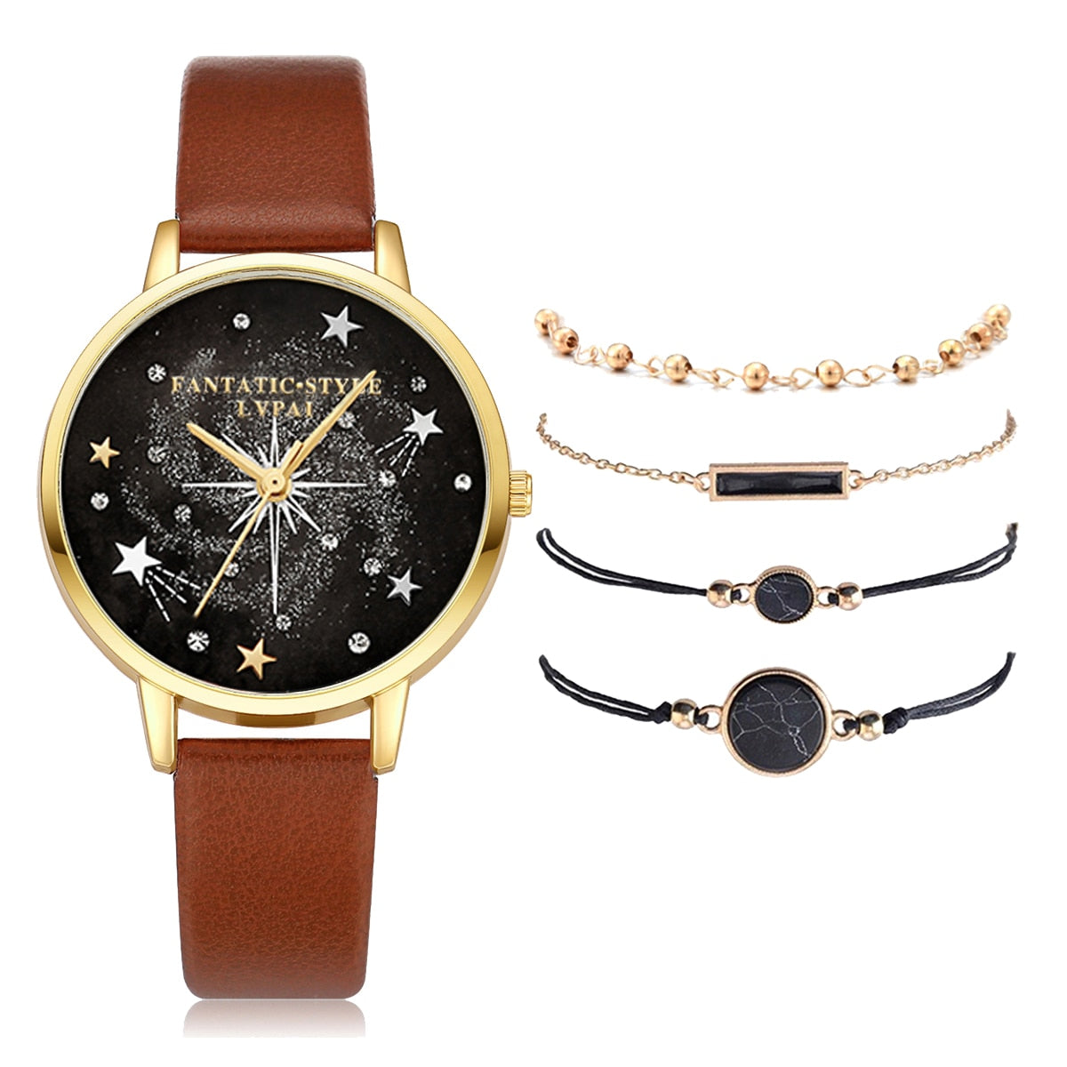 Lvpai Brand 5PCS Fashion New Bracelet Watch Set Crystal Rhinestone Women Ladies Wristwatch Watches Ladies Relogio Feminino Reloj - Executive-Skincare