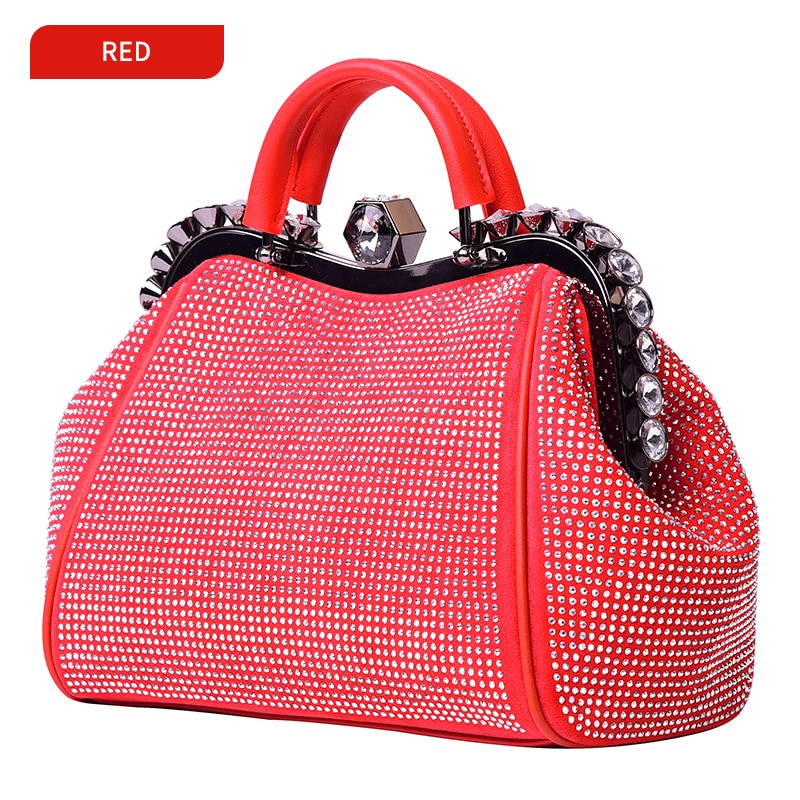 Light Luxury Women Handbag Diamond Rhinestone Clip Evening Bag Solid PU Clutch Bags Purse Bags For Women 2020 - Executive-Skincare