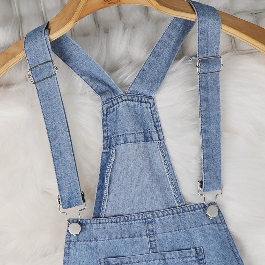 Spring Autumn Thin Loose Casual Womens Denim Jumpsuit Lace Up Elastic Waist Overalls Solid Color Wide Leg Trousers Bodysuit 6218 - Executive Quality Store