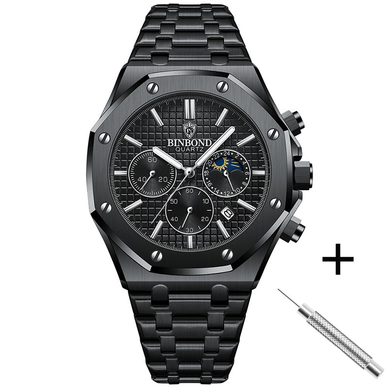 Binbond Wrist Watches For Men With Free Shipping Stainless Steel Waterproof Chronograph Male Wristwatches Relogio Masculino 2022 - Executive-Skincare