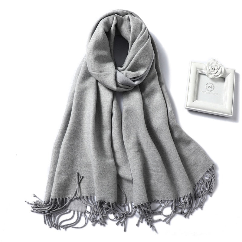 Winter Cashmere Scarf Women Thick Warm Shawls Wraps Lady Solid Scarves Fashion Tassels Pashmina Blanket Quality Foulard 2022 New - Executive-Skincare