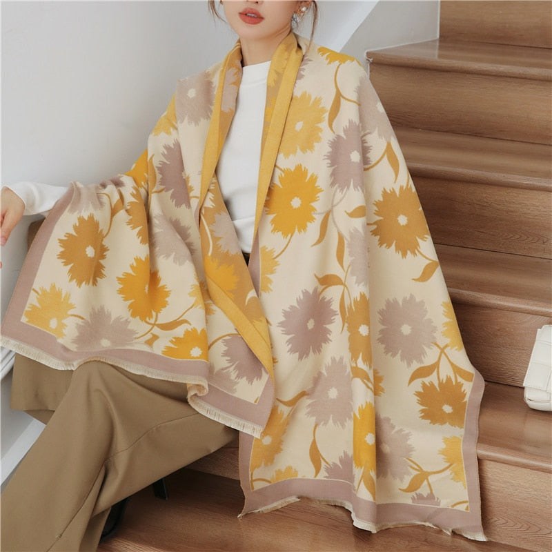 Fashion Winter Warm Cashmere Shawl Scarf for Women Design Neckerchief Pashmina Head Scarves Wrap Femal Poncho Echarpe Bandana - Executive-Skincare