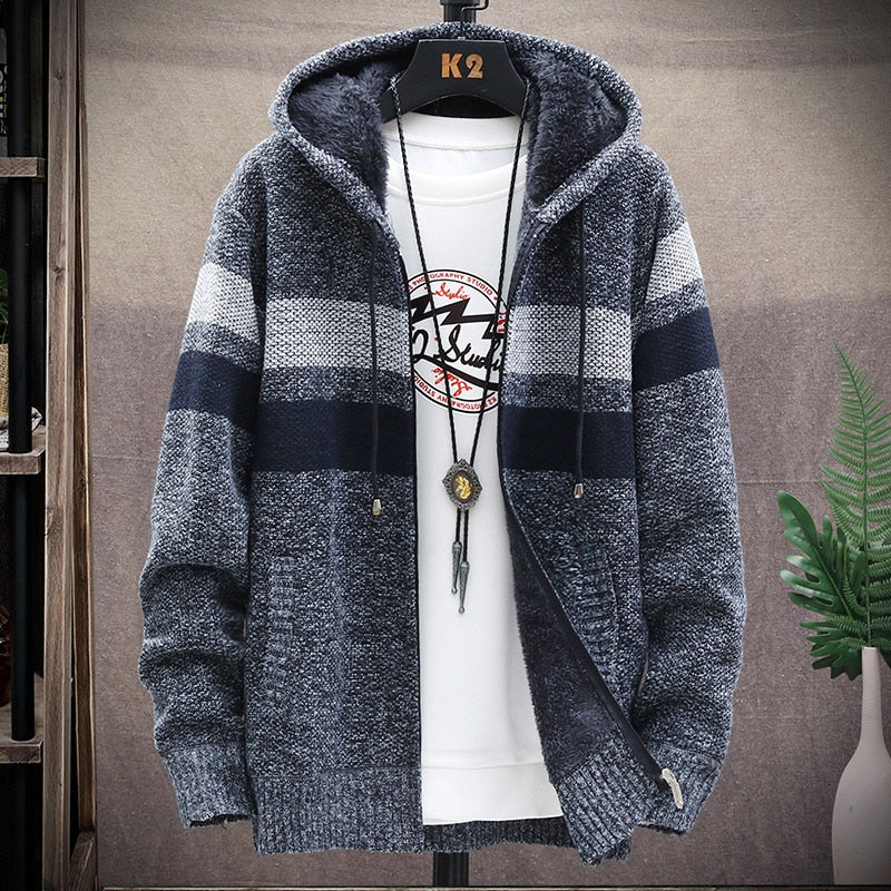 2022 Autumn/Winter New Men&#39;s Fashion Casual Loose Sweater Men&#39;s Fleece and Thick Warm Large Size High Quality Cardigan Coat 5XL - Executive-Skincare