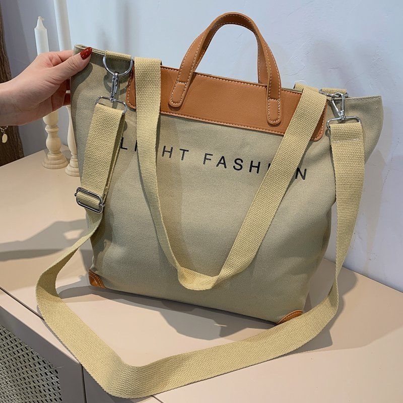 Korean Handbag Leisure Commuting Shoulder Bag Women&#39;s Big Bag Ins New Fashion Women&#39;s Messenger Canvas Tote Bag - Executive-Skincare