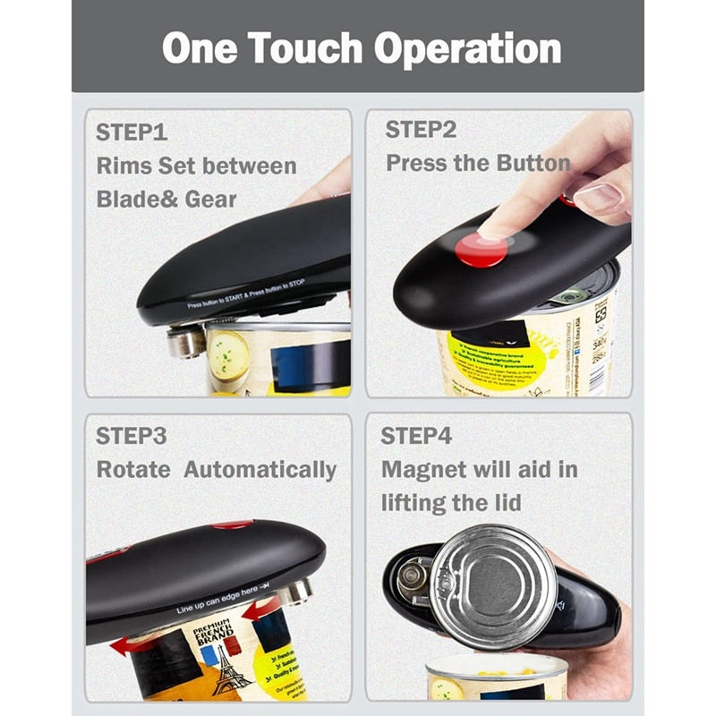 Electric Can Opener Automatic Tin Opener Canned Electric Bottle Opener Jar Opener Kitchen Gadgets Tools  No Sharp Edges Handheld - Executive Quality Store