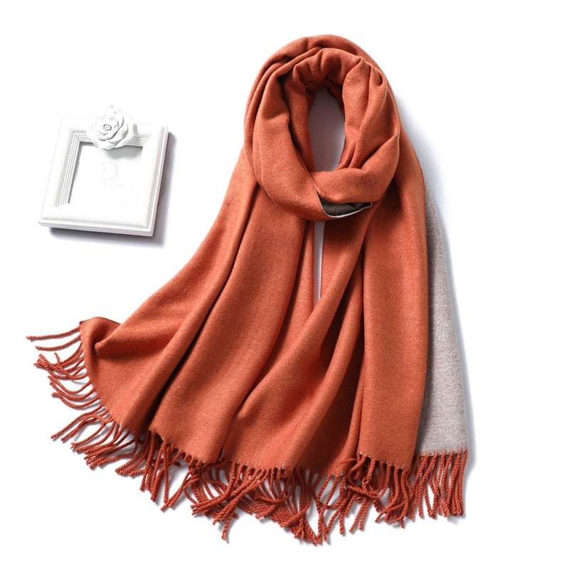 Winter Cashmere Scarf Women Thick Warm Shawls Wraps Lady Solid Scarves Fashion Tassels Pashmina Blanket Quality Foulard 2022 New - Executive-Skincare