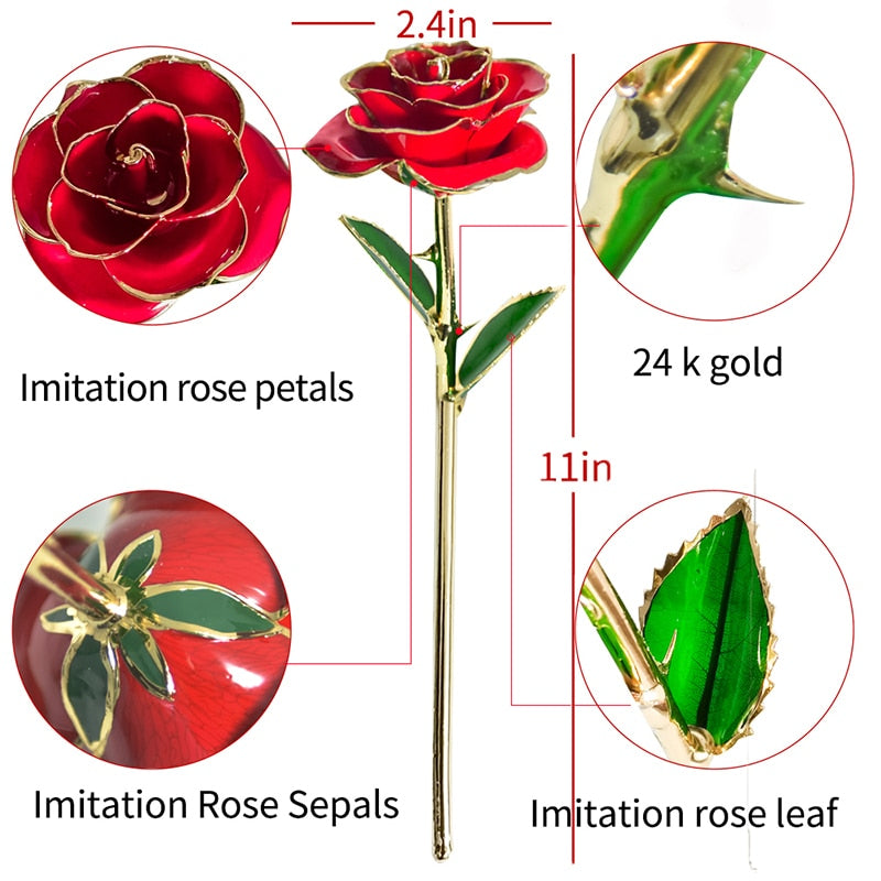 Gifts for Women 24k Gold Dipped Rose with Stand Eternal Flowers Forever Love In Box Girlfriend Wedding Christmas Gifts for Her - Executive-Skincare