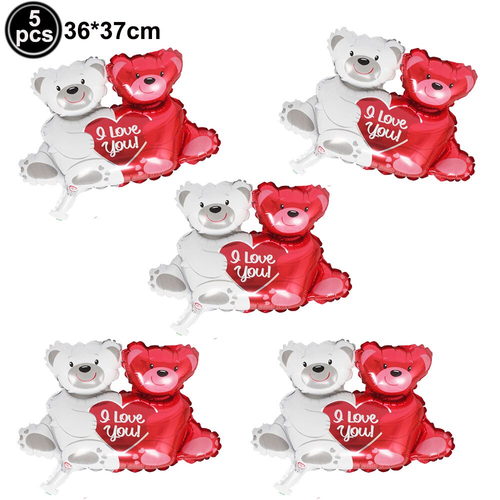 5pcs Love Bear Balloon include Big Bear Balloon and Mini Bear Balloon Birthday Valentines Party Wedding Decoration Bear Balloon - Executive-Skincare