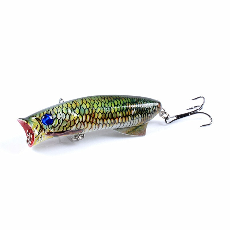 1pc Floathing Lure Topwater 3D Printed Popper Fishing Lure 7.8cm 11.5g Hard Bait Plastic Fishing Tackle Crankbait 7 Colors - Executive-Skincare