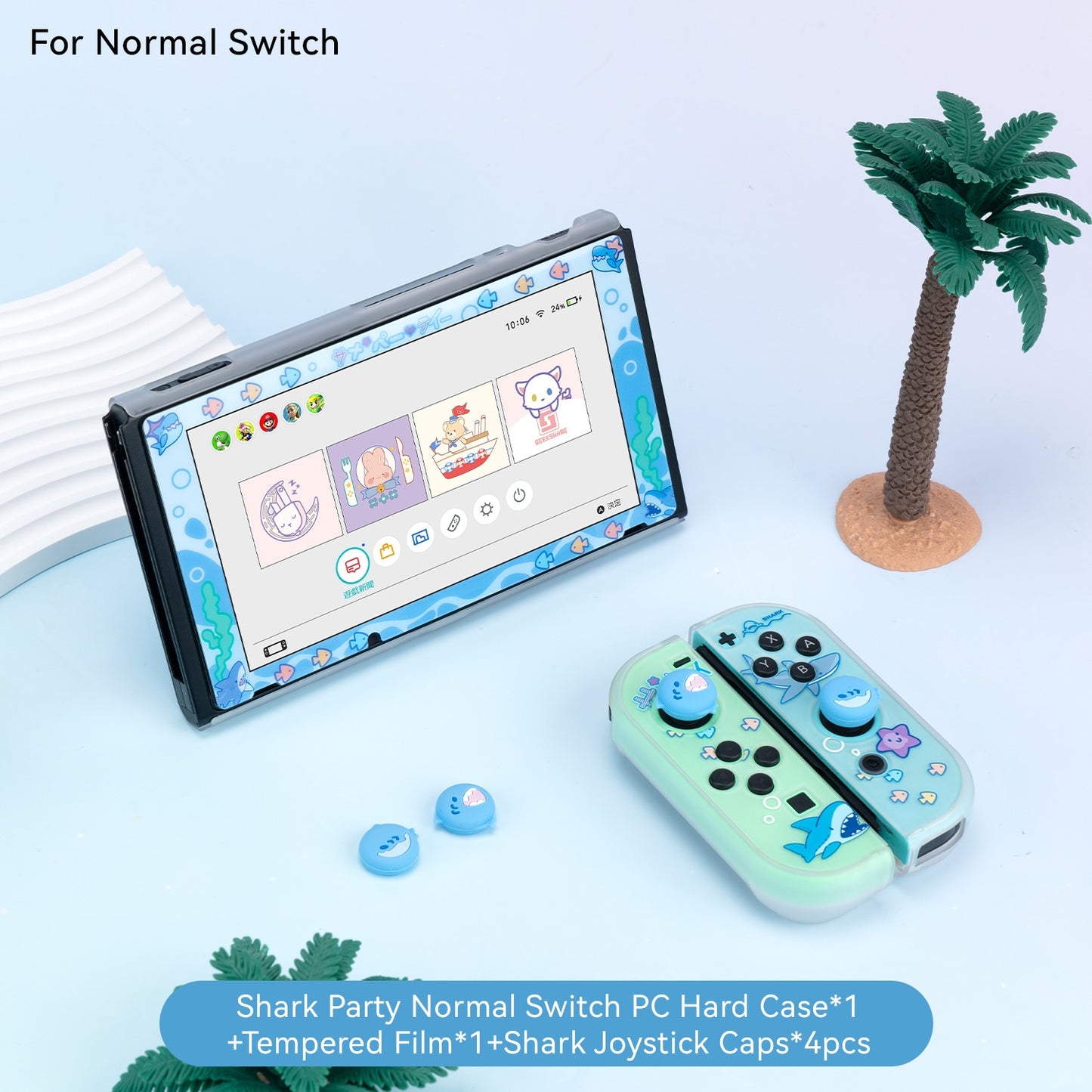 GeekShare Nintendo Switch Shell Cute Shark Party TPU Soft Full Cover Case For Nintendo Switch Joy-con Cover Shell NS Accessories - Executive-Skincare