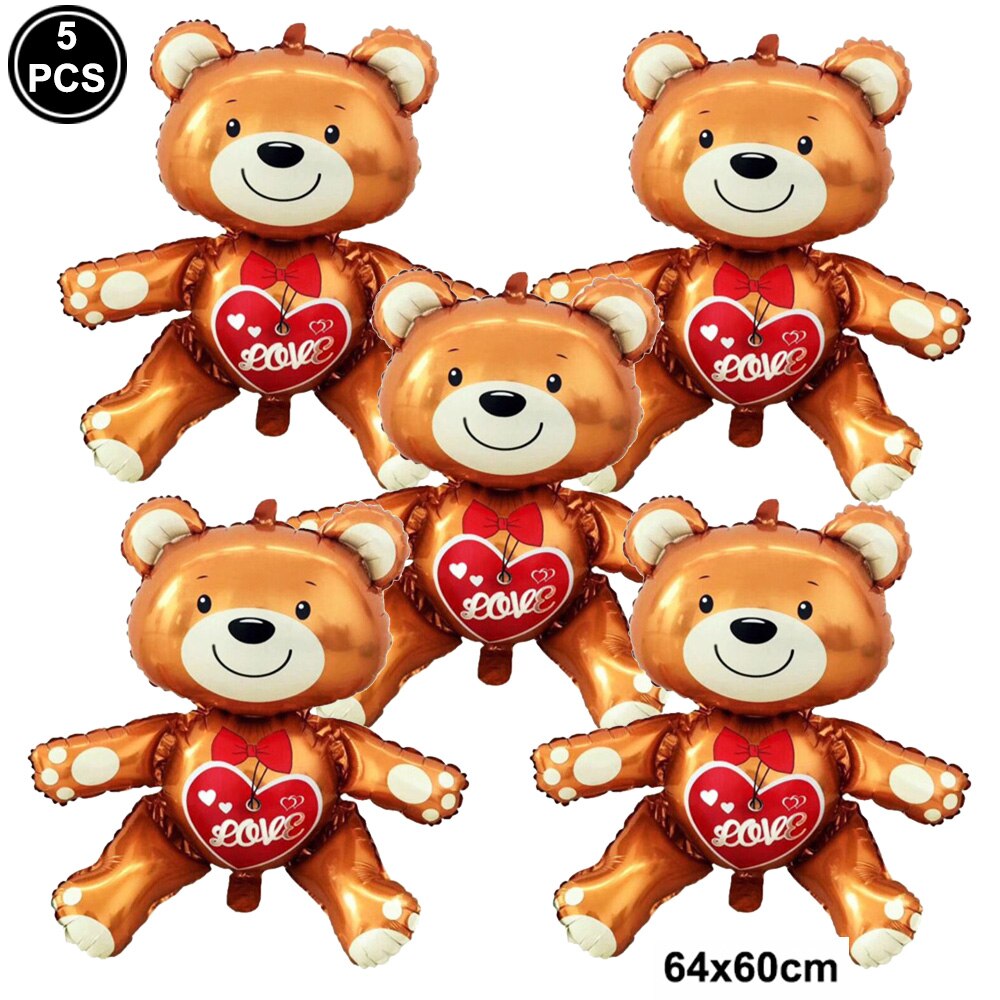 5pcs Love Bear Balloon include Big Bear Balloon and Mini Bear Balloon Birthday Valentines Party Wedding Decoration Bear Balloon - Executive-Skincare