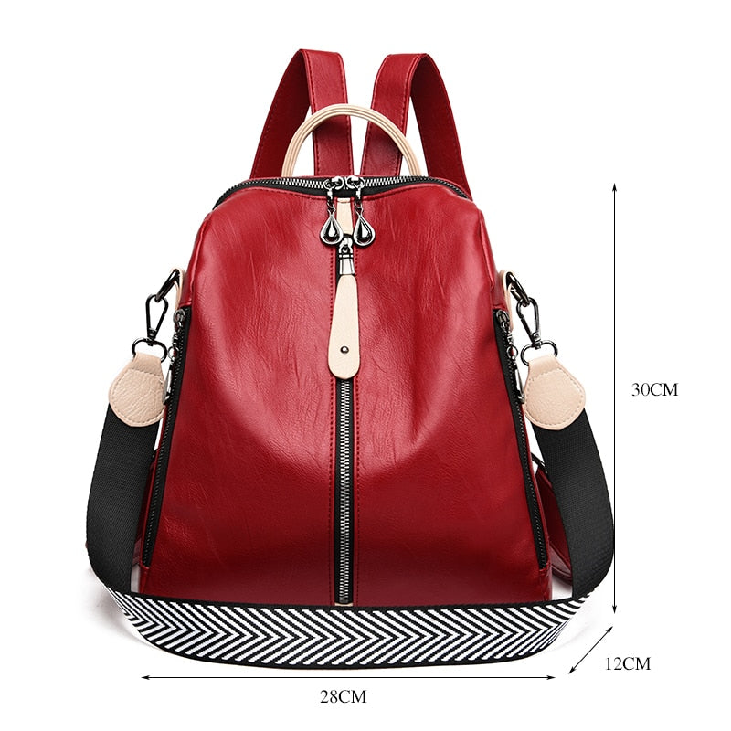 Fashion Backpack Women Soft Leather Backpack Female White High Quality Travel Back Pack School Backpacks for Girls Sac A Dos Hot - Executive-Skincare