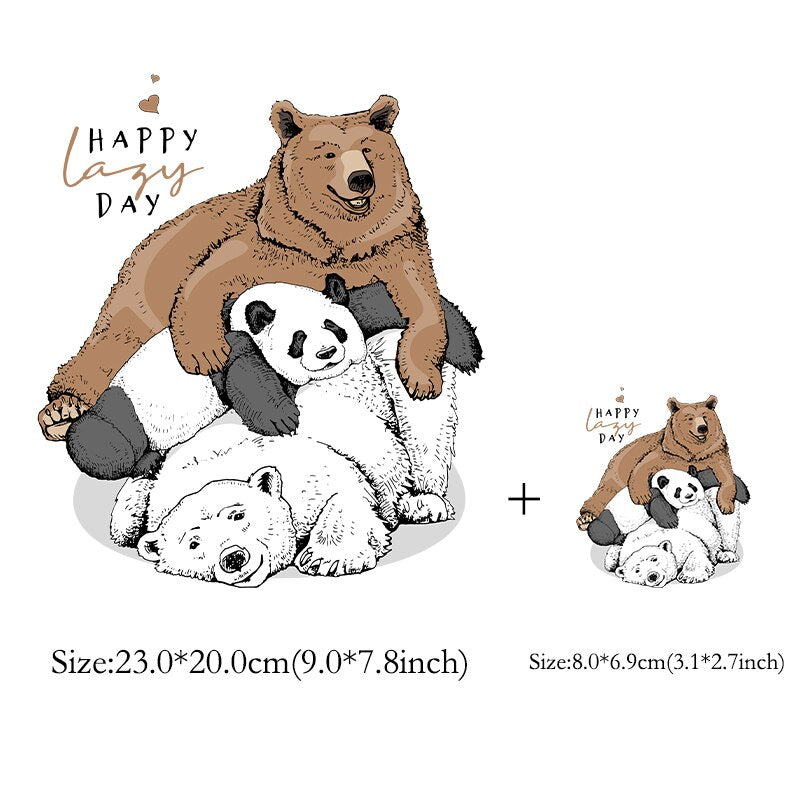 Bear Patch Iron on Transfers for Clothing Thermoadhesive Patches on Clothes Animals Teddy Bear Thermal Stickers on T-shirts - Executive-Skincare