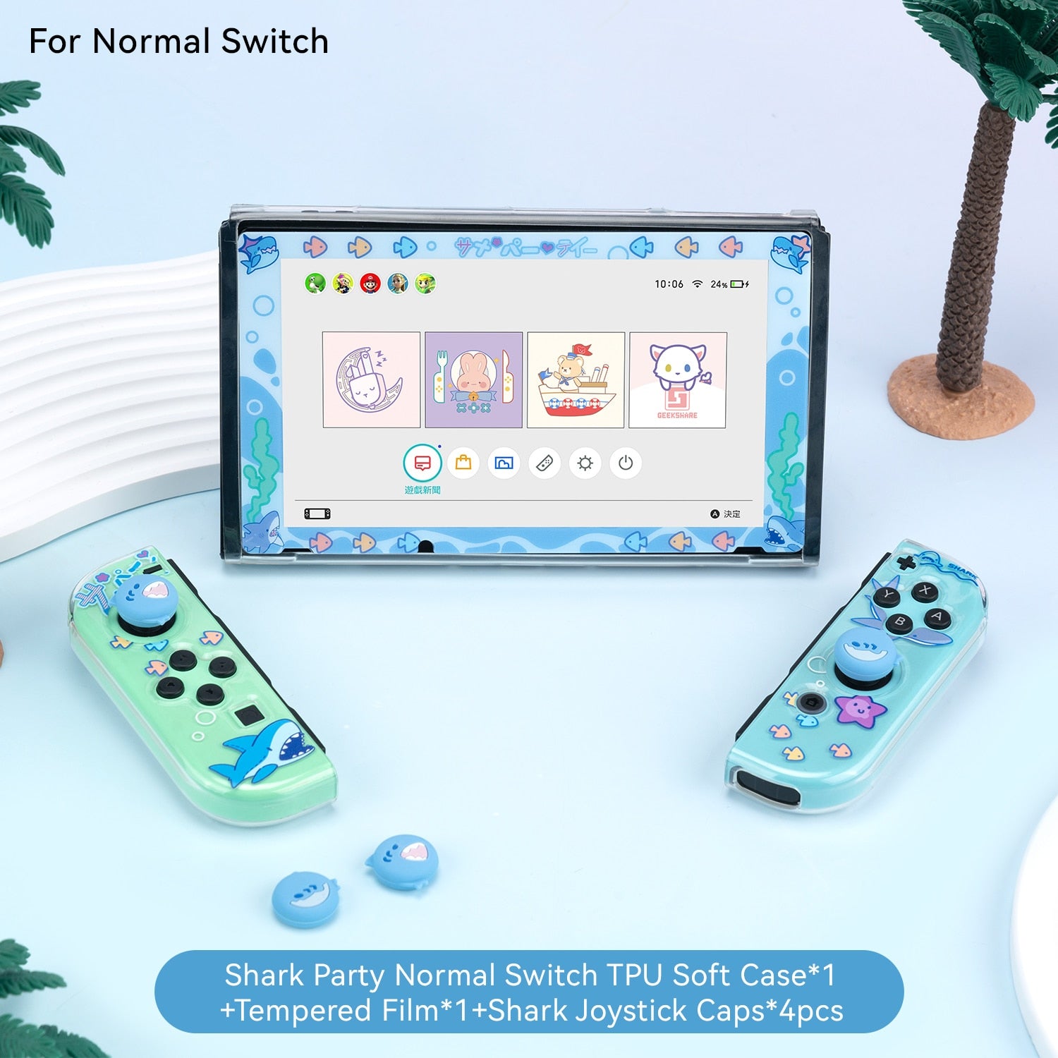 GeekShare Nintendo Switch Shell Cute Shark Party TPU Soft Full Cover Case For Nintendo Switch Joy-con Cover Shell NS Accessories - Executive-Skincare