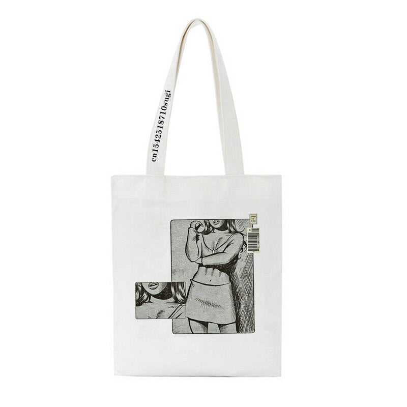 Ariana Grande Print Canvas Bag Women&#39;s Shoulder Bag Fashion Large Capacity Shopping Shopper Ladies Hand Bags Tote Bags - Executive-Skincare