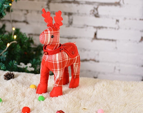 Christmas Decoration Pendant Festival Deer Reindeer Plaid cloth Doll House Table Ornaments Christmas Tree Elk Kids New Year Gift - Executive-Skincare