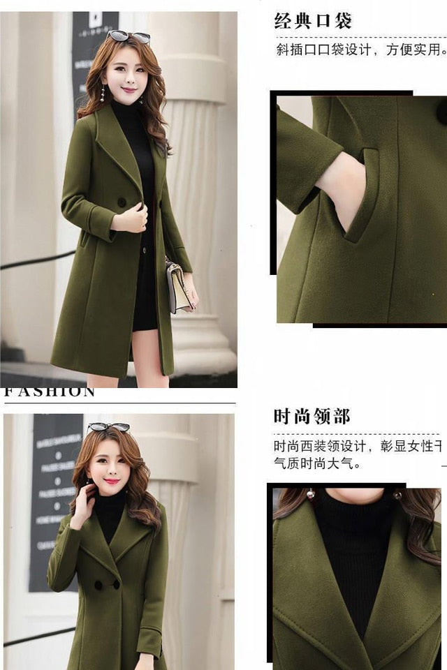 2022 New Spring and Autumn Woolen Coat Female Long Large Size Thick Women Woolen Jacket Slim Lady Clothing Women&#39;s Coats - Executive-Skincare