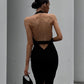 FSDA Black Sexy Bodycon Dress Women Midi Halter Neck Summer Backless Split Elegant Dresses Party Sleeveless 2022 Club - Executive-Skincare