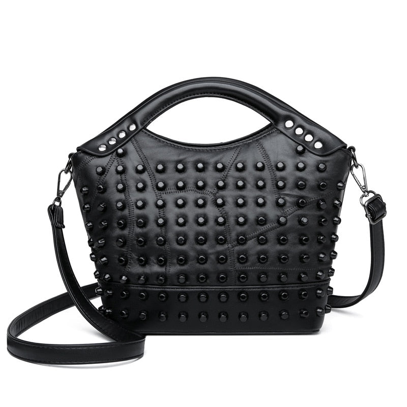 Fashion Sheepskin Leather Women Handbag Luxury Rivet Ladies Hand Bags Tote Bag Famous Brand Messenger Crossbody Bags for Women - Executive-Skincare