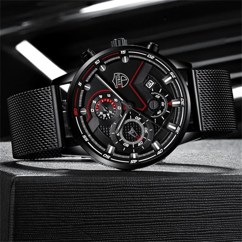 2022 Fashion Mens Sports Watches for Men Business Stainless Steel Quartz Wrist Watch Luxury Man Casual Bracelet Luminous Clock - Executive-Skincare