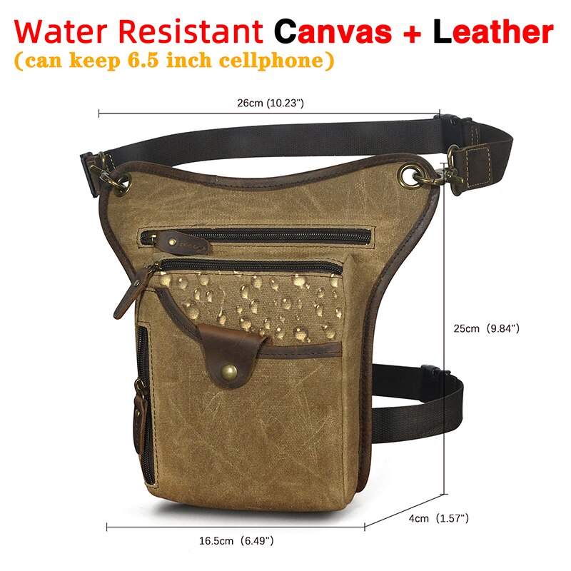 Genuine Real Leather Men Design Casual Messenger Crossbody Sling Bag Fashion Waist Belt Pack Leg Drop Bag Phone Pouch 211-5 - Executive-Skincare