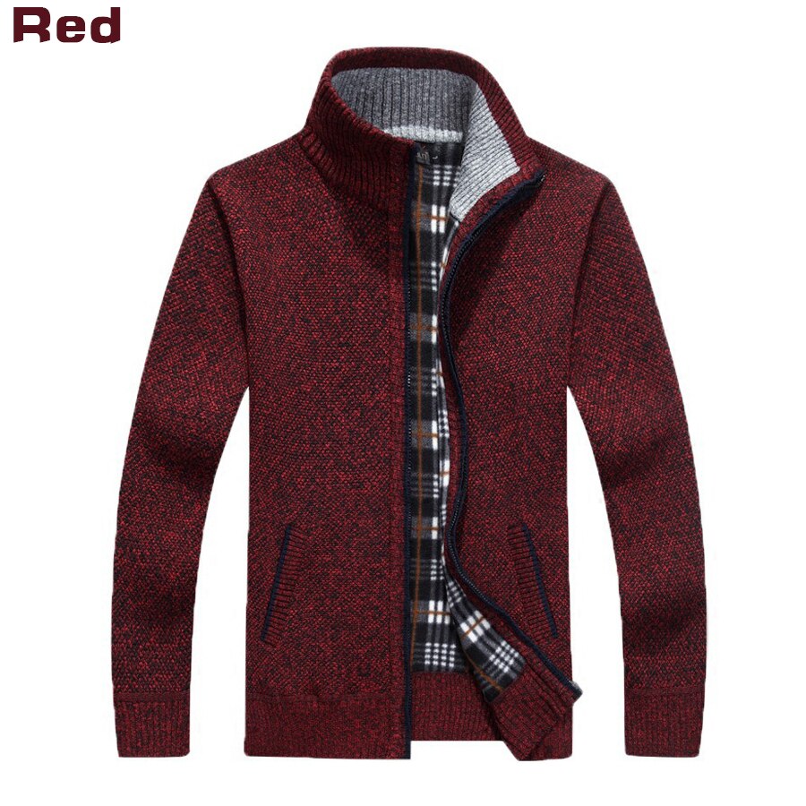 RUELK 2020 Winter Thick Men&#39;s Knitted Sweater Coat Off Long Sleeve Cardigan Fleece Full Zip Male Causal Plus Size Clothing Men - Executive-Skincare