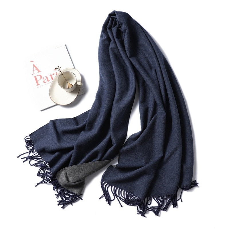 Winter Cashmere Scarf Women Thick Warm Shawls Wraps Lady Solid Scarves Fashion Tassels Pashmina Blanket Quality Foulard 2022 New - Executive-Skincare