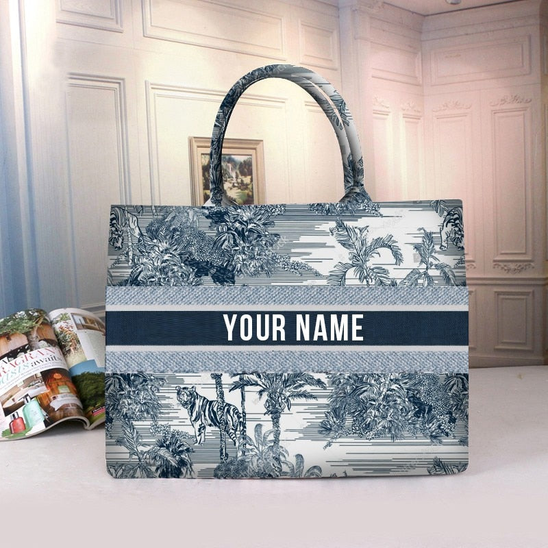 Spring Summer Personalized Fashion Printing Large Capacity Canvas Book Tote Bag With Name Women&#39;s Custom Commuter Shoulder Bag - Executive-Skincare