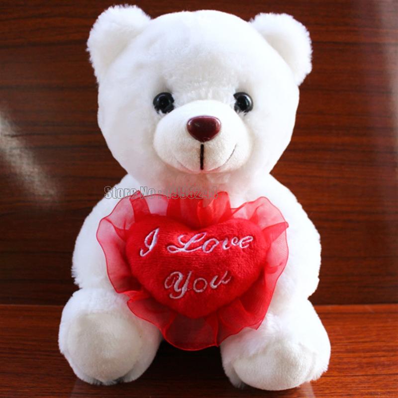 22cm Heart Talk Teddy Bear Stuffed Animal Led Glowing Luminous Plush Cute Teddy Dolls Baby Gift Kids I Love You Toy - Executive-Skincare