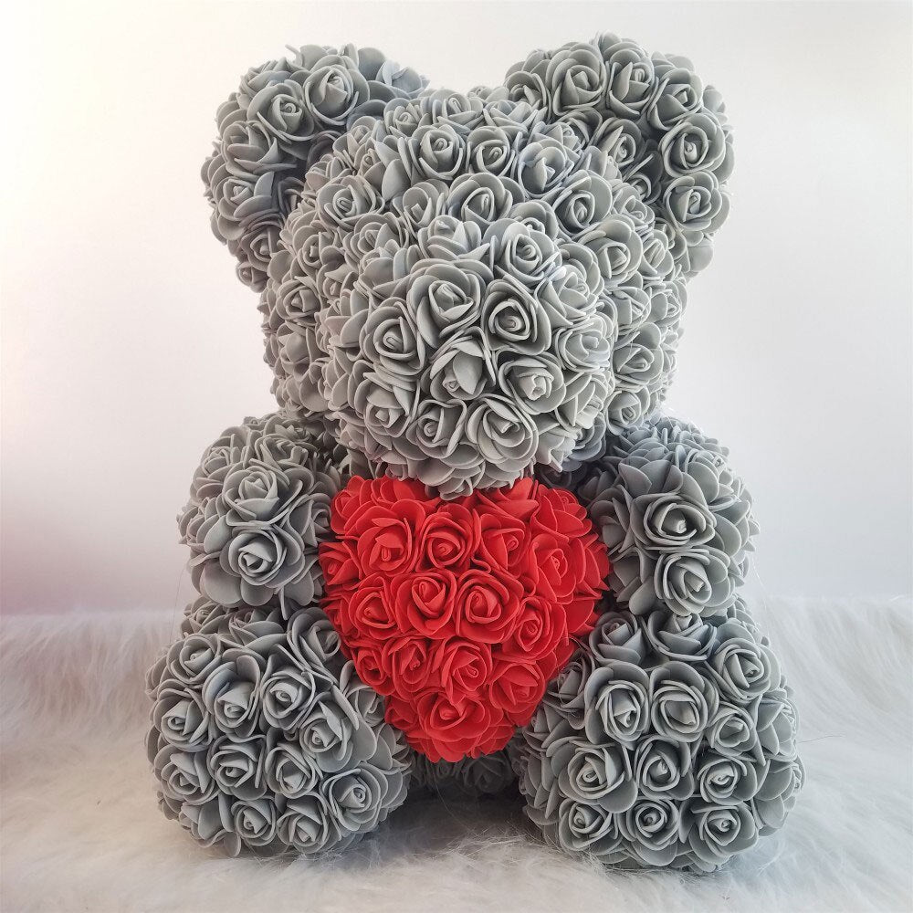 25cm Teddy Rose Bear Artificial Rose Flowers For Girlfriend Valentine&#39;S Day Christmas Gift Rose Of Bear Birthday Wedding Present - Executive-Skincare