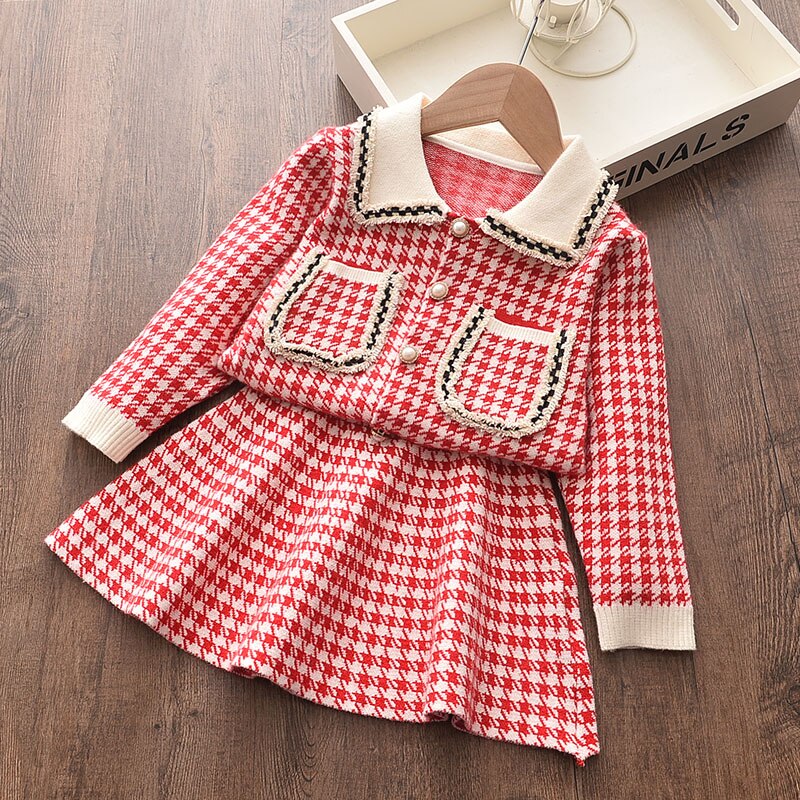 2022 New Girl Sweater Clothes Children Winter Dress Bow Doll Collar Clothes Coat Casual Dress Sweater Christmas Girls Suits - Executive-Skincare