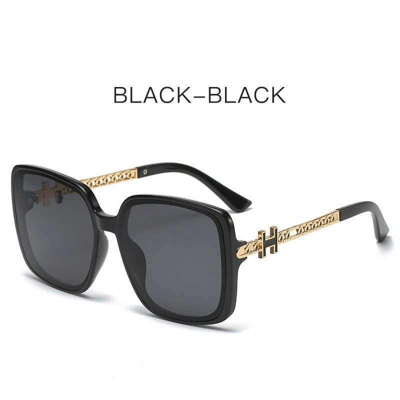 2022 new H fashion large frame personalized rivet European and American fashion sunglasses chain leg street photography face cov - Executive-Skincare