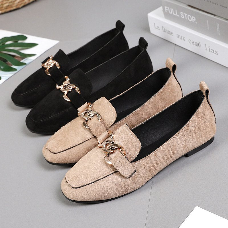 Spring Fashion Flat Shoes Women Quality Metal Slip on Loafer Shoes Ladies Flats Mocassins Big Size 35-41 Sapato Feminino 2021 - Executive-Skincare