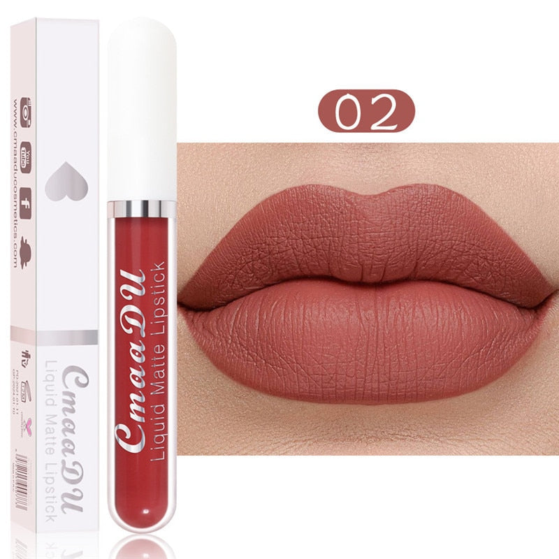 6 Colors/Set Fashion Matte Lip Gloss Sets Natural Moisturize Waterproof Lasting Velvet Sexy Red Liquid Lipstick Beauty Cosmetic - Executive-Skincare