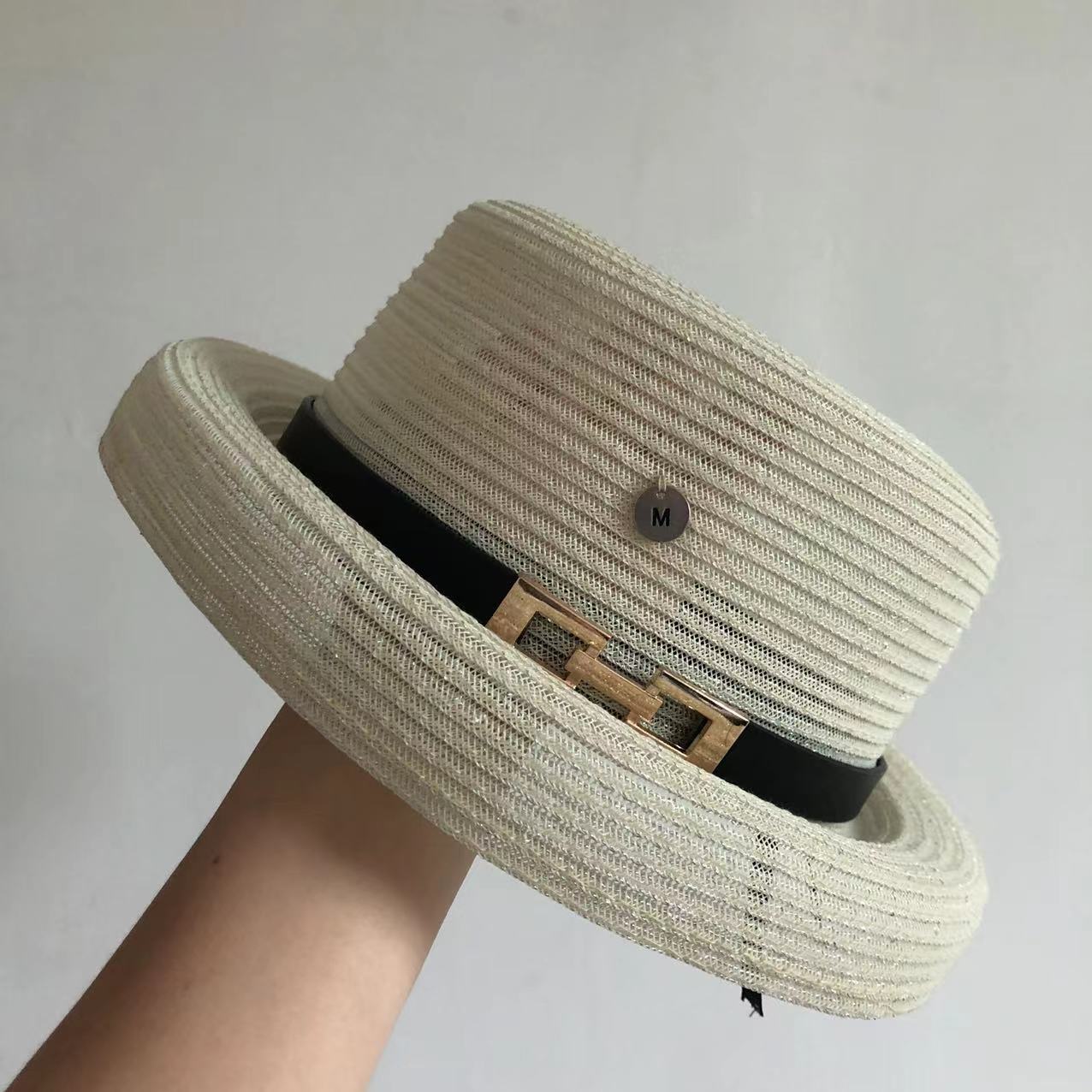 Panama sun hat silver silk ultra-thin breathable summer ladies bucket hat sun hat straw hat shallow fedora hat men and women - Executive Quality Store