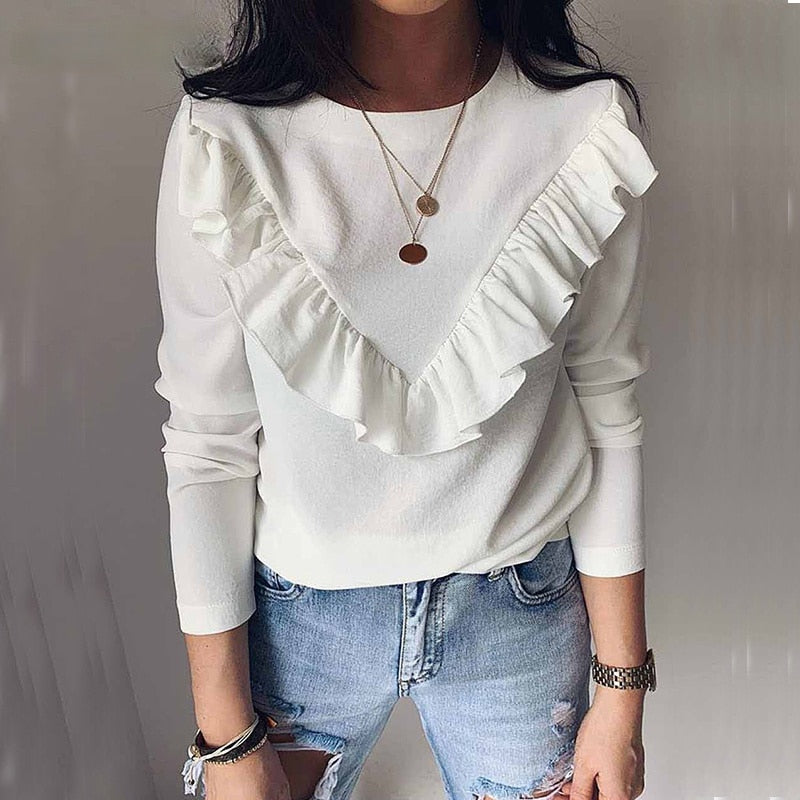 Spring Women Tops Hot Sequined Lip T-shirts Black White Casual Tee Shirt Femme O-neck Long Sleeve Tshirts   G1113 - Executive-Skincare