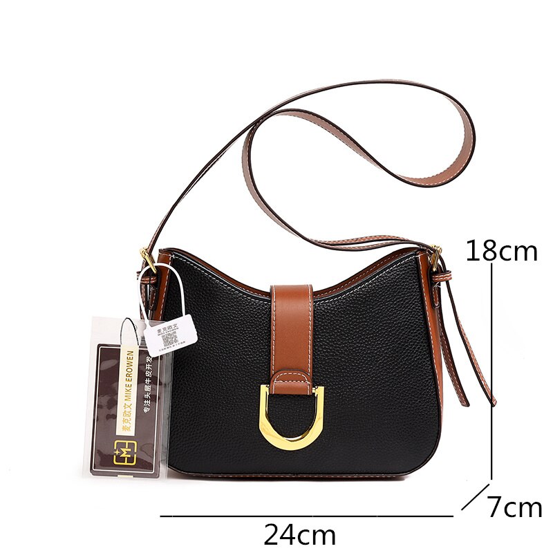 Luxury Genuine Leather Handbags New Fashion Cowhide One Shoulder Handbag Designer Wide Shoulder Straps Crossbody Bags For Women - Executive-Skincare