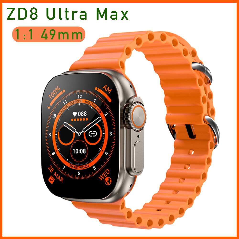 New ZD8 Ultra Max Smart Watch Series 8 49mm Case 2.08&quot; Screen Bluetooth Call NFC ECG IP68 Waterproof Sport Smartwatch Men - Executive-Skincare