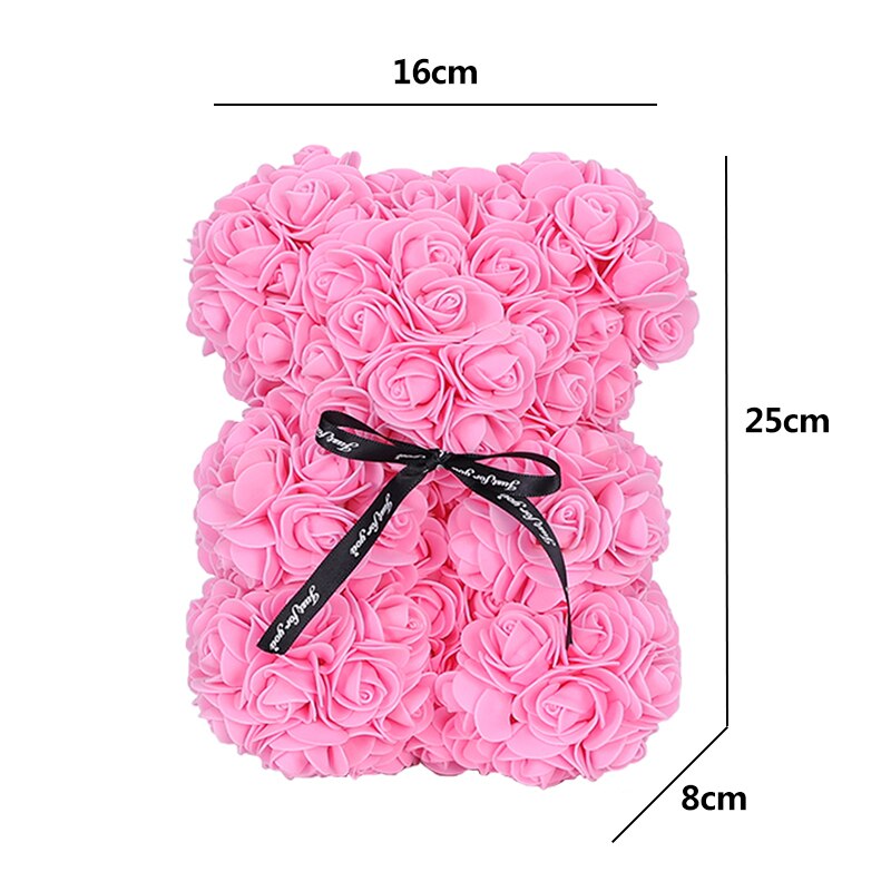 25cm Rose Bear Heart Artificial Flower Rose Teddy Bear for Home Girl Birthday Christmas Valentine  Gift Wedding Party Decoration - Executive-Skincare