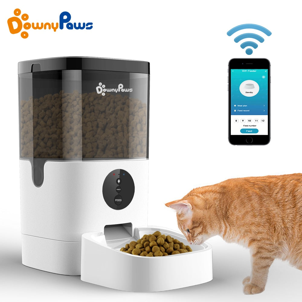 4/6L Automatic Pet Feeder For Cats WiFi Smart Swirl Slow Dog Feeder With Voice Recorder Large Capacity Timing Cat Food Dispenser - Executive-Skincare