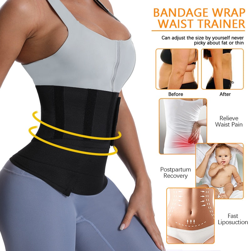 Waist Bandage Wrap Trimmer Belt Waist Trainer Body Shapewear Tummy Woman Flat Belly Slimming Gain Postpartum Sheath Belt Corset - Executive Quality Store