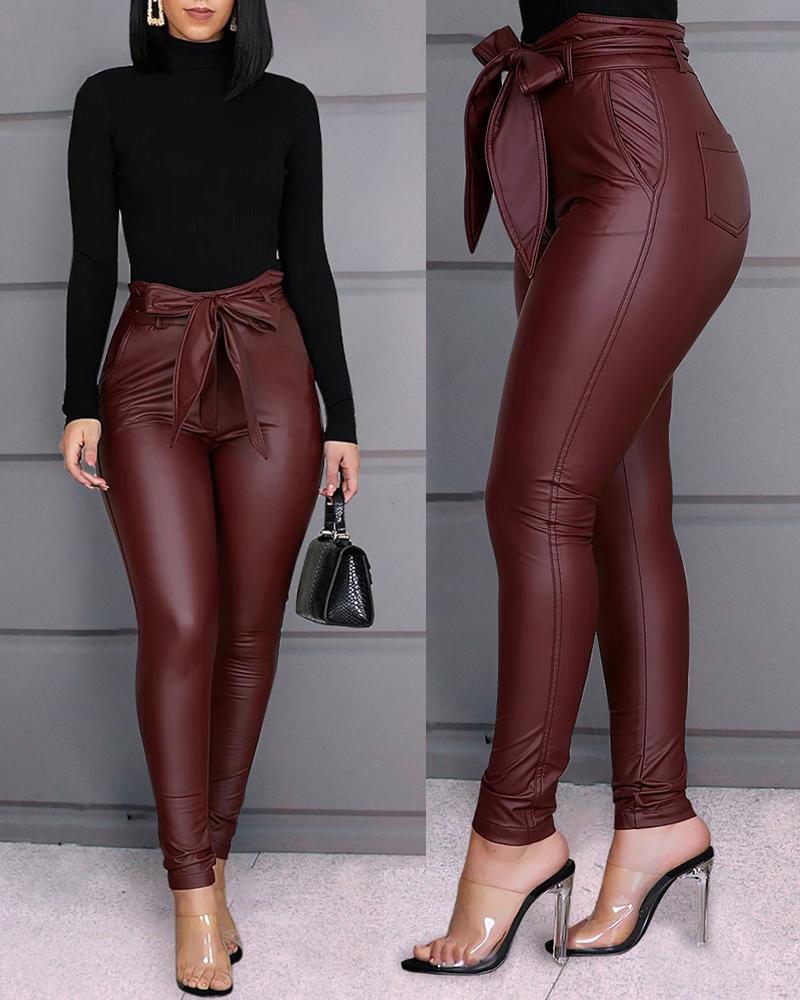 Y2k Womens Capris PU Leather Pants Gothic Sweatpants Vintage Festival Clothing Hippie Trousers E Girl Aesthetic Streetwear W8247 - Executive-Skincare